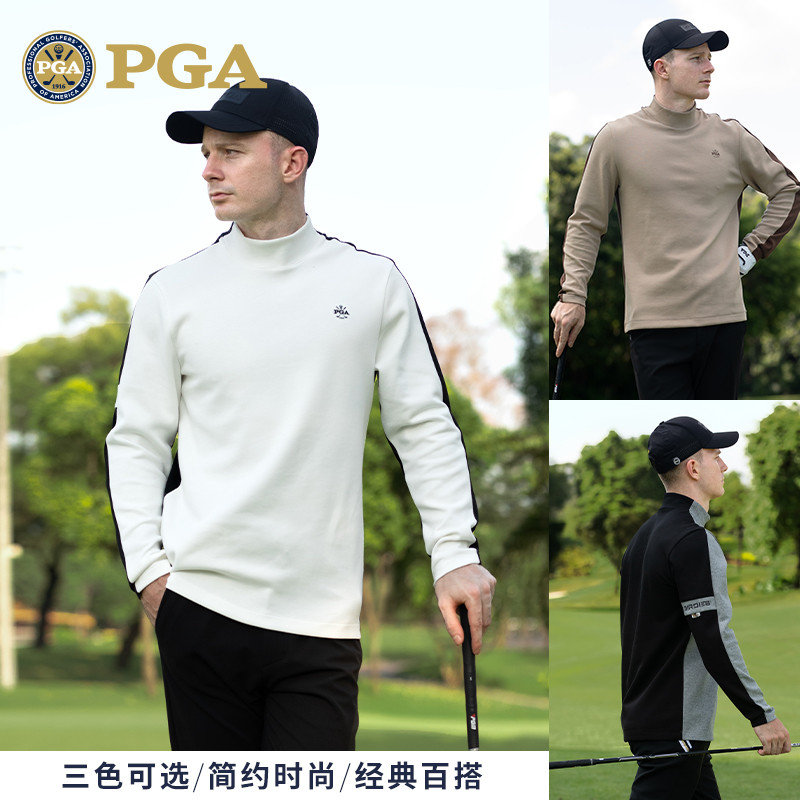 Americano PGA roupas de golfe primavera roupas masculinas de manga comprida camiseta contraste cor roupas quentes topo c