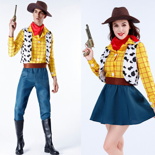 ⌖     Fantasia de Cosplay de Toy Story para Adultos, Traje de Cowboy Sheriff Woody Pride para Halloween, Carnaval, Festa