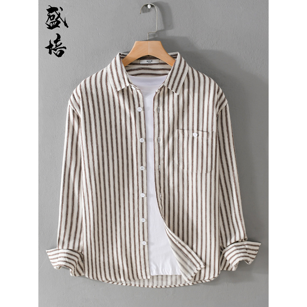 Primavera outono Vertical listrado camisa masculina na moda bonito topo britânico Street Wear camisa de manga comprida j