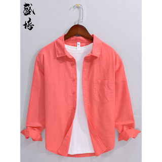 Camisa de linho masculina vermelha apaixonada, manga comprida, moda interna, camisa Casual de algodão, camisa masculina 