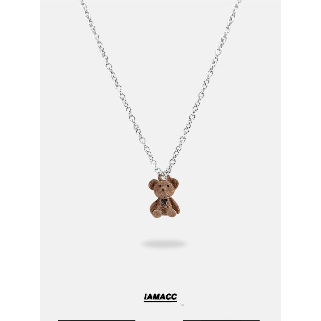 Novo estilo urso pingente colar ins legal na moda titânio aço acessórios europeu americano menina quente moda clavícula