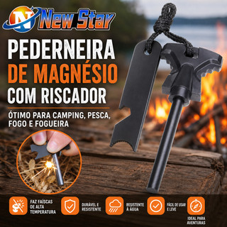 New Star pederneira de magnésio com riscador otimo para camping pesca fogo fogueira