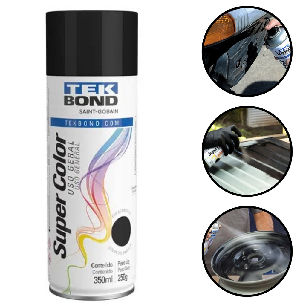 Tinta Spray Aerossol Preto Brilhante Uso Geral 350ml  250g
