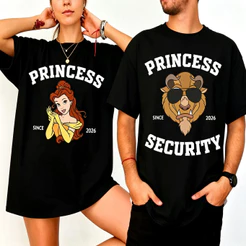 Camiseta 2026 Unissex Casal Disney A Bela e a Fera, Modelo Combinado para Casais