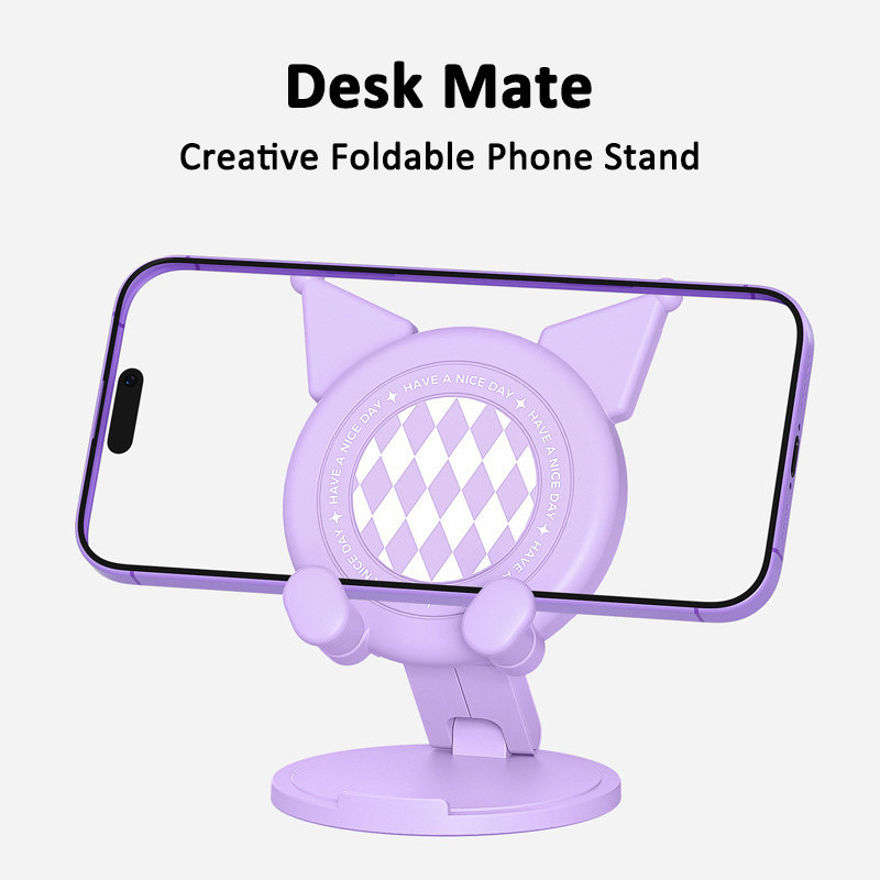 Suporte de telefone preguiçoso de mesa giratório portátil dobrável criativo de desenho animado