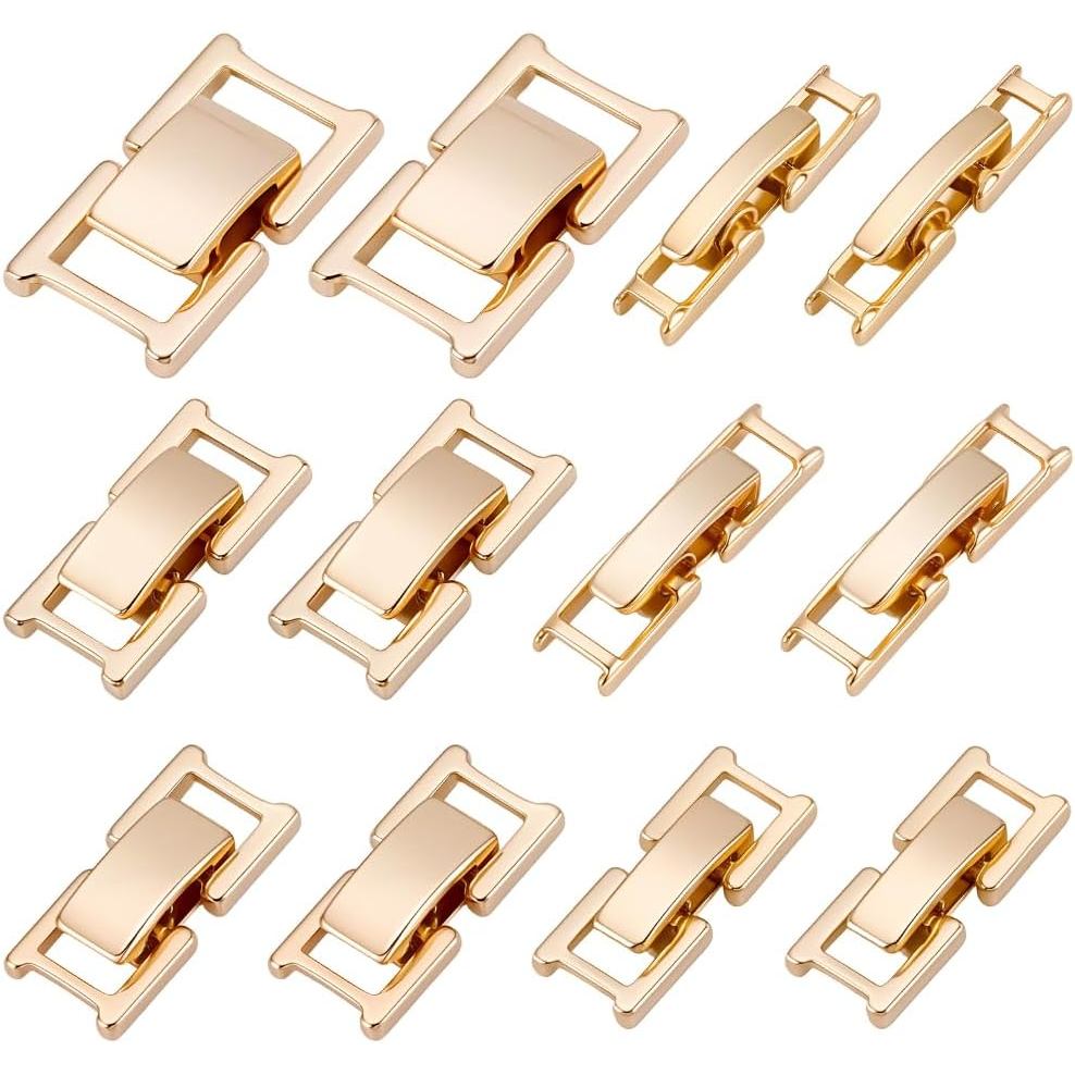 Beebeecraft 12 Peças 6 Estilos Fechos Dobráveis para Pulseiras Extensor de Elo de Relógio Banhado a Ouro 24K Real em Lat