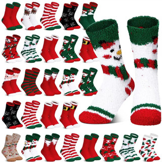 ￼ Meias de Natal em estoque para vendas internacionais, meias de pelúcia femininas, pantufas fofas, macias, meias