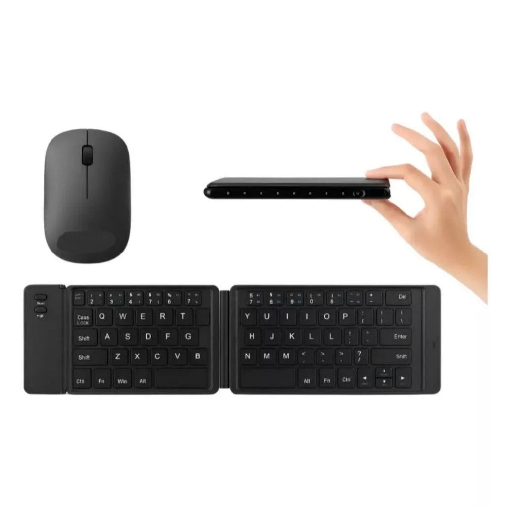 Teclado Dobravel Bluetooth Portatil Mouse Sem Fio Celular