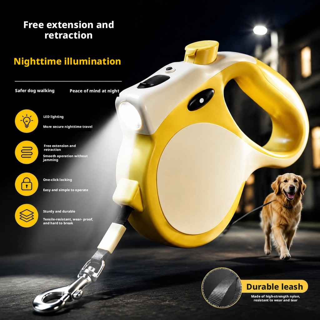 [Venda quente] Trela retrátil automática para animais de estimação com trela leve para animais de estimação Trela de cam