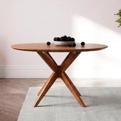 Mesa de Jantar Base Estrelada de Madeira Maciça 108cm Alice Marrom/Cinamomo 108