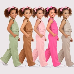 Conjunto Alfaiataria Colete Pantalona Infantil Juvenil Menina luxo