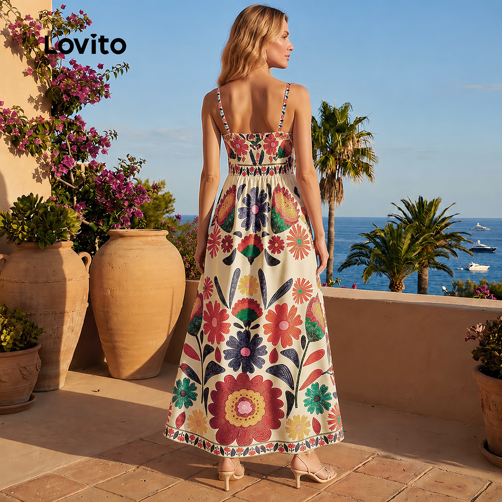 Lovito Férias Vestido Vestido Resort Com Zíper Para Primavera/verão Feminino LBL29256