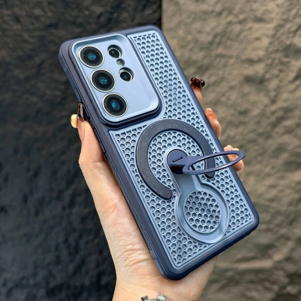 Capa De Telefone Para Samsung S25 S23 S24 FE S26 Ultra Plus A27 A36 A37 A56 A07 A57 5G Dissipação De Calor 360 ° Suporte