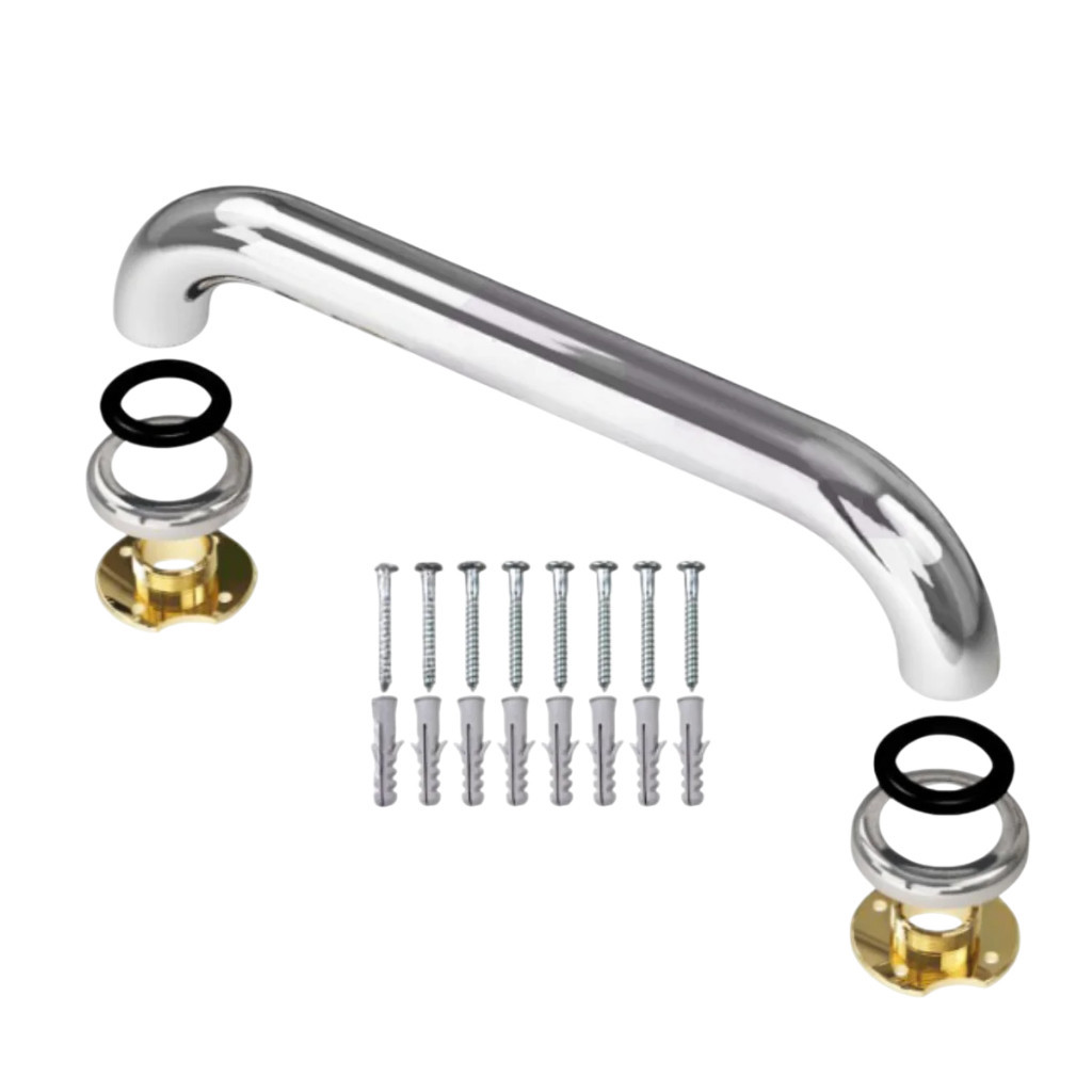 Detalhes do Alça de Apoio Barra 40cm Kit 3 Unidades Inox Cadeirante Deficiente Idoso Acessibilidade Banheiro