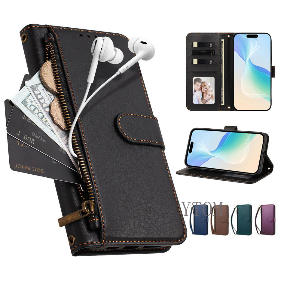 Para Samsung Galaxy A14 A34 A54 A13 A23 A33 A53 A73 A52 A52S A22 A32 4G 5G Carteira De Couro Com Zíper Magnético Flip Ca