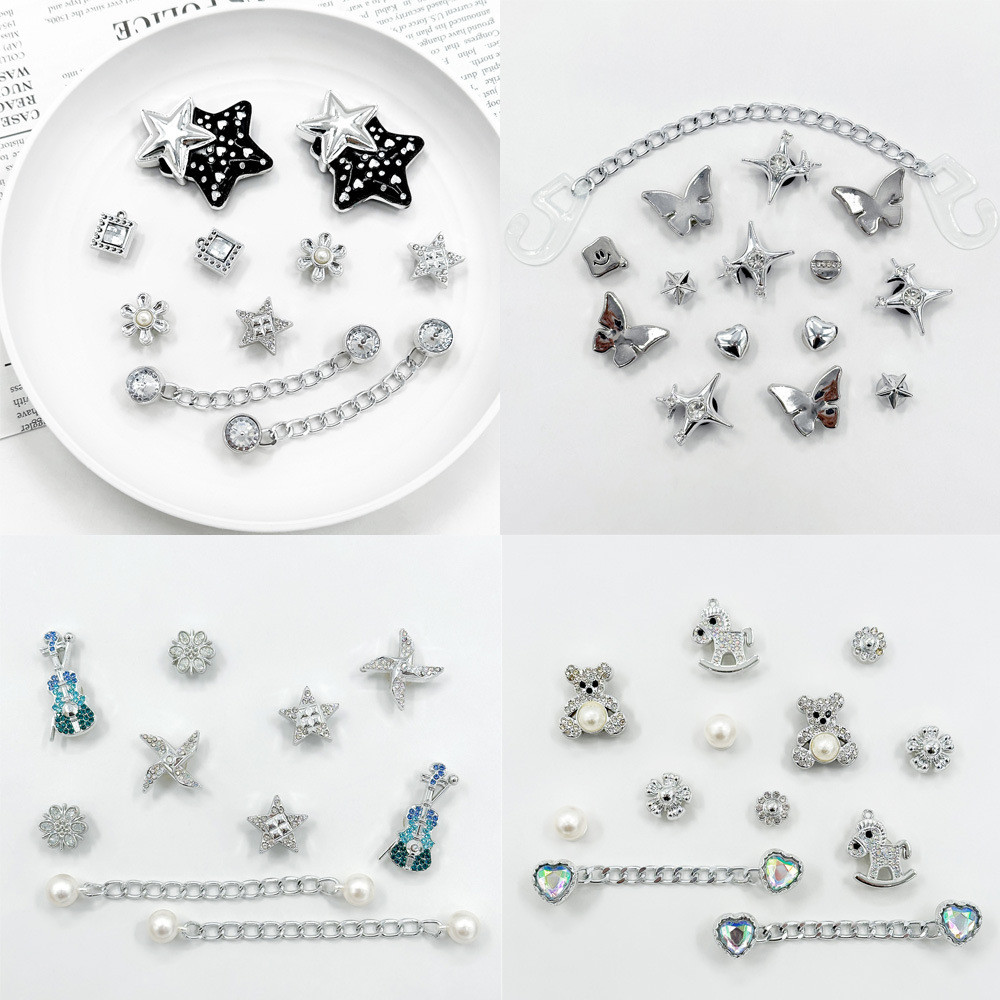 Acessórios DIY para tamancos, conjunto de decoração de sapatos com estrelas e bo...