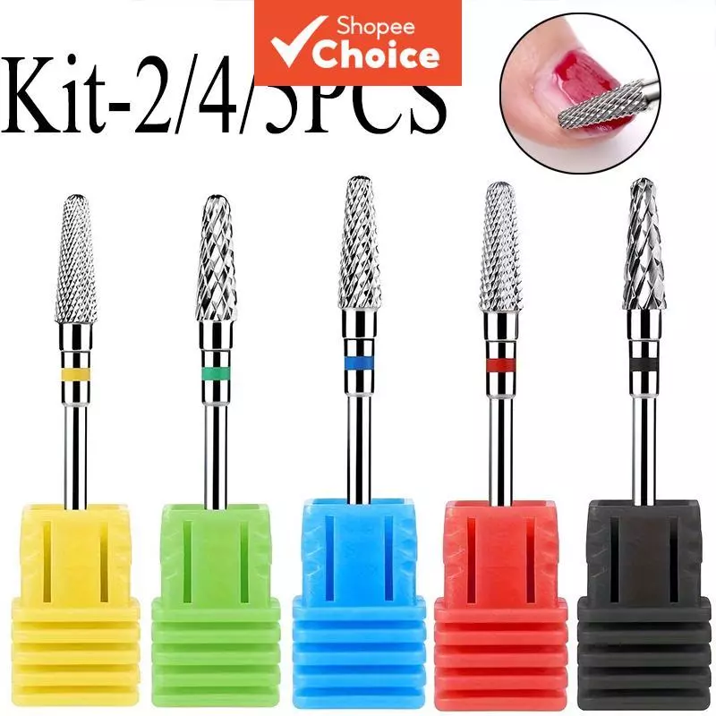 Kit 2/4/5 Peças de Pontas de Diamante de Tungstênio para Unhas, Ferramentas Elétricas Profissionais para Lixamento de