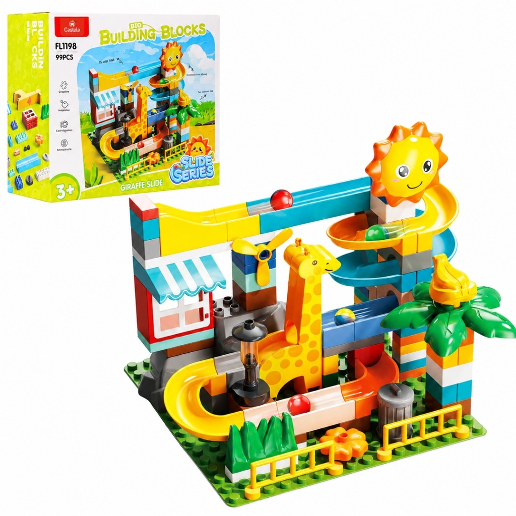 Blocos De Montar Pista Da Girafa 99 Peças Castela Brinquedo Infantil Educativo Menino Menina Para Presente