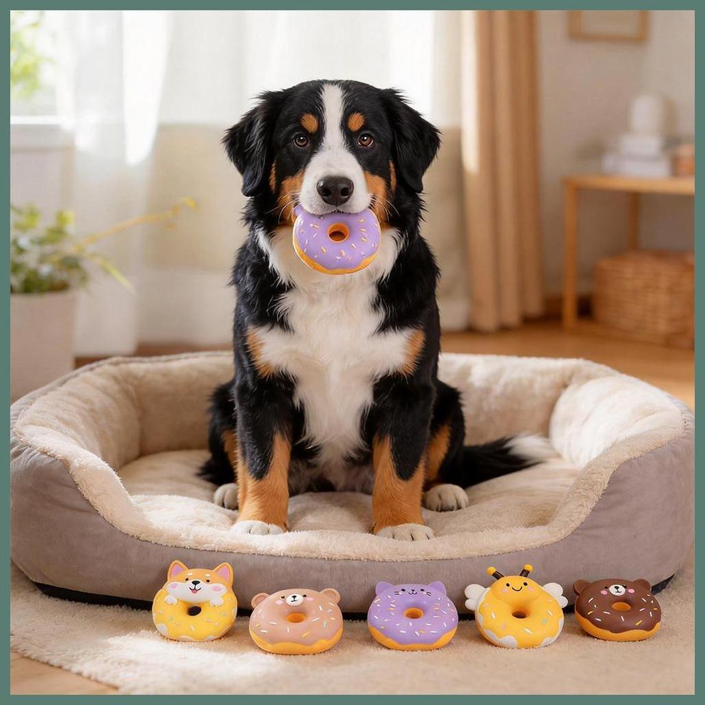 Brinquedos Para Cães Pequenos , Forma De Animal Estridente , Donut Com Som Calmante Animais De Estimação , Mastigador Pe