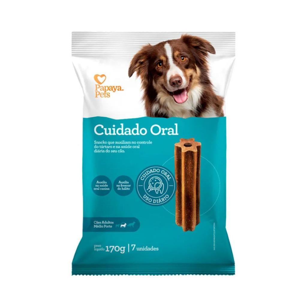 Petisco Papaya Pets Cuidado Oral Cão Adulto Raça Média 170g