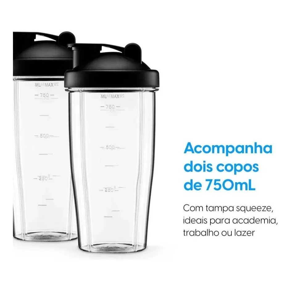 Liquidificador Portátil Blender Elgin Daily Blend 350w 750ml 2 Copos Preto · foto 2