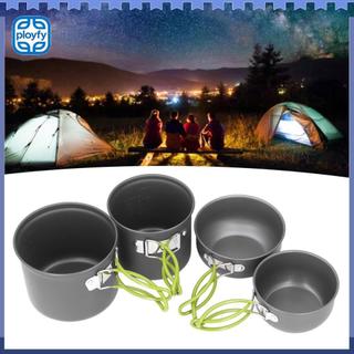 Ployfy Kit de panela para acampamento, 4 peças, multi camadas, anti escaldante, design, bagunça de panelas com alça