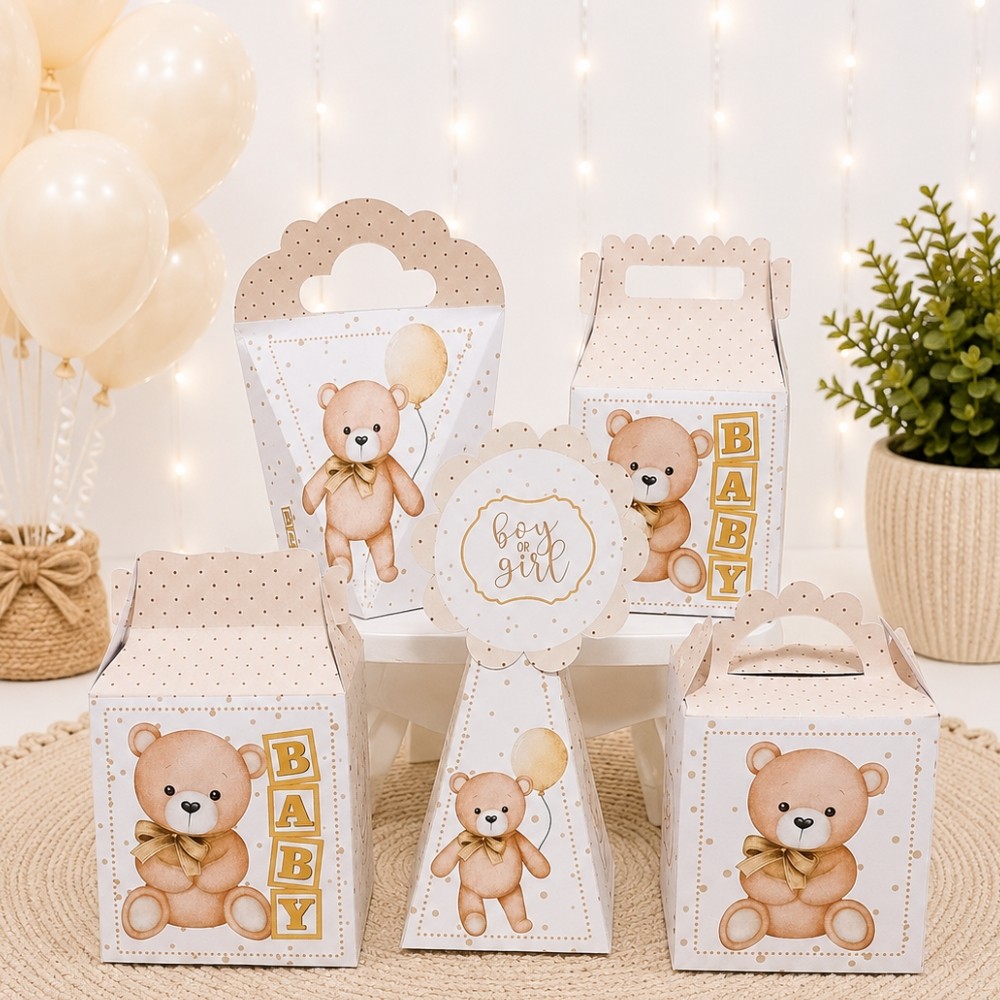Kit 15 a 60 Caixas CHÁ REVELAÇÃO URSINHO NEUTRO - PRONTA ENTREGA-FESTA lembrancinhas aniversario personalizados