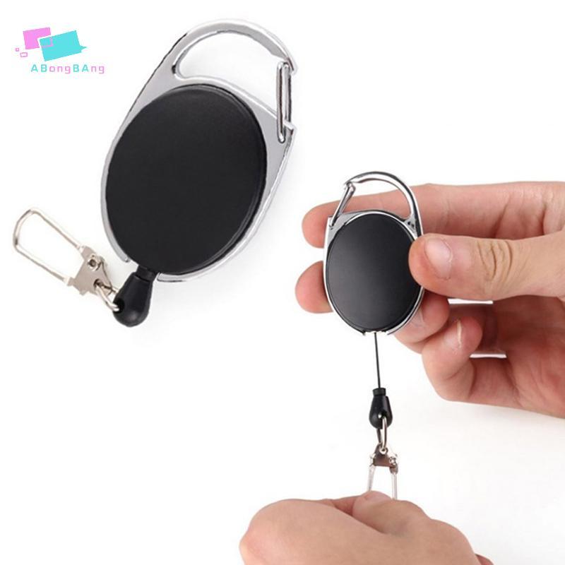 Abongbanghn 1Pc Retrátil Puxar Chaveiro ID Crachá Cordão Nome Tag Titular Do Cartão Carretel Cinto Clipe Metal Habitação
