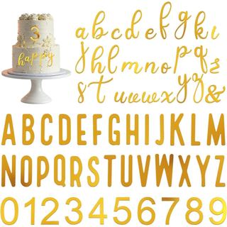 124 Peças de Topper de Bolo Dourado com Números de 0 a 9, Topper de Bolo Personalizado com Nome em Letras Acrílicas, Top