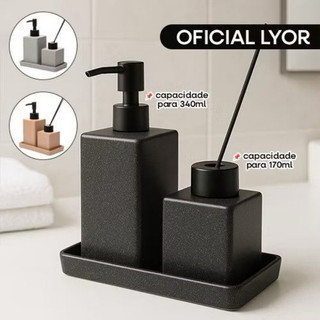 Kit Lavabo Banheiro + Difusor Aromatizador Lyor Granilite Kit 3 Peças Cerâmica " Envio Imediato "