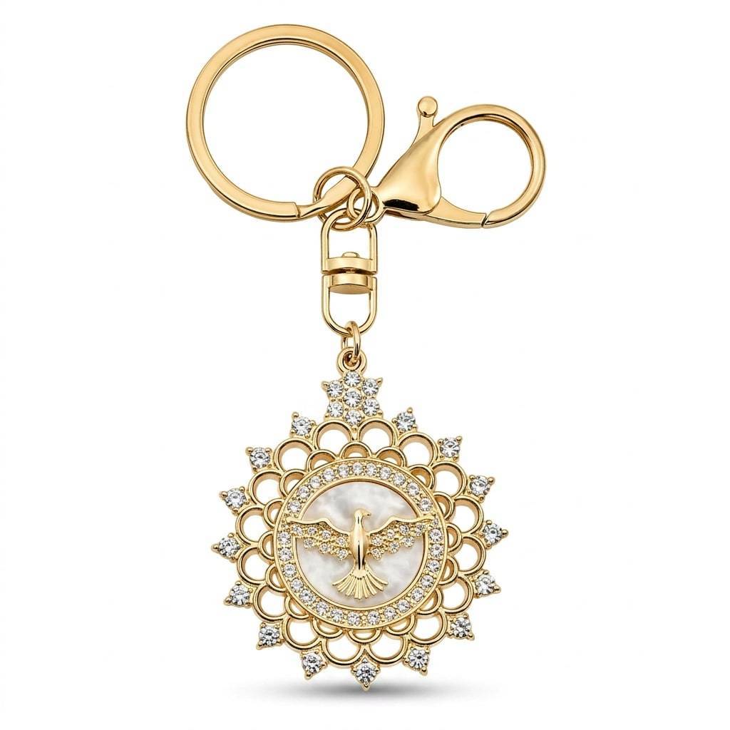 Chaveiro Dourado Divino Espirito Santo Lembrancinha Religioso