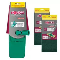 Kit Suporte Articulado + 2 Refis para Mop Abrasivo Noviça Bettanin