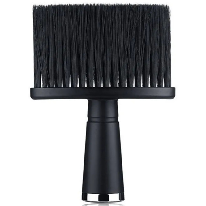 Espanador De Cabelo Barbeiro Largo Cerdas Macias Cor Preto