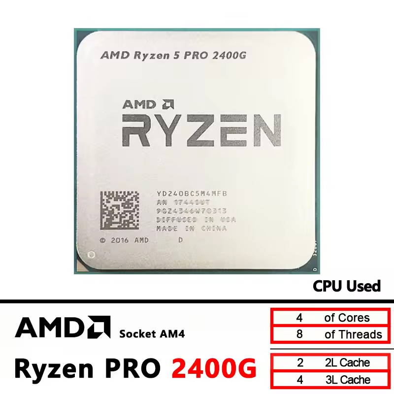 Processador AMD Ryzen 5 PRO 2400G OEM AM4 4 Núcleos 8 Threads até 3,9GHz Vega 11