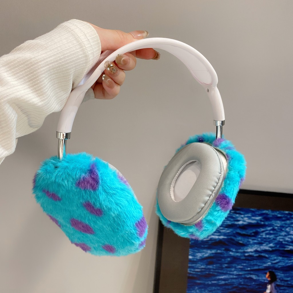 Kawaii Dente Monstro Pelúcia Fofo Para Baixo Caso Airpods Max 1 2 Peludo Quente 