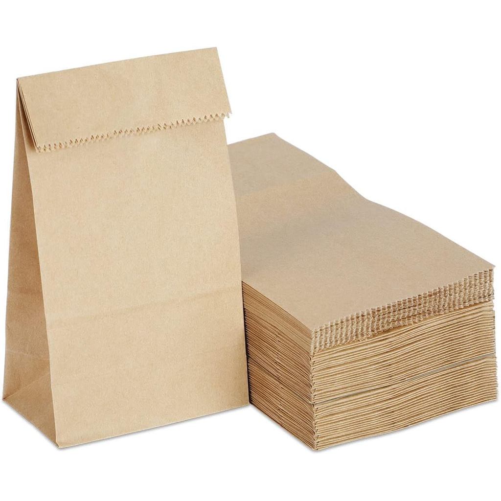 Kslong 100PCS Pequenos Sacos de Papel Marrom, Mini Sacos de Papel para Guloseimas l LB, Sacos de Papel Kraft para Biscoi