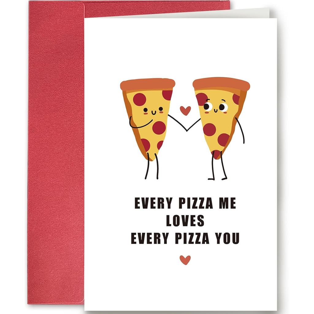 SuperShunhu Cartão de Aniversário com Tema de Pizza para Ele e Ela, Cartão Encantador de Aniversário e Dia dos Namorados