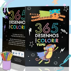 Livro Infantil 365 Desenhos Para Colorir Livro De Pintura Capa C/ Glitter Folhas Brancas Vol. 3