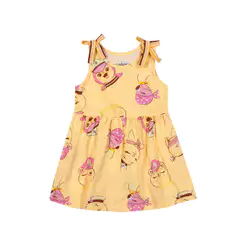 Vestido Bebê Menina Flamê Com Laços Elian Amarelo