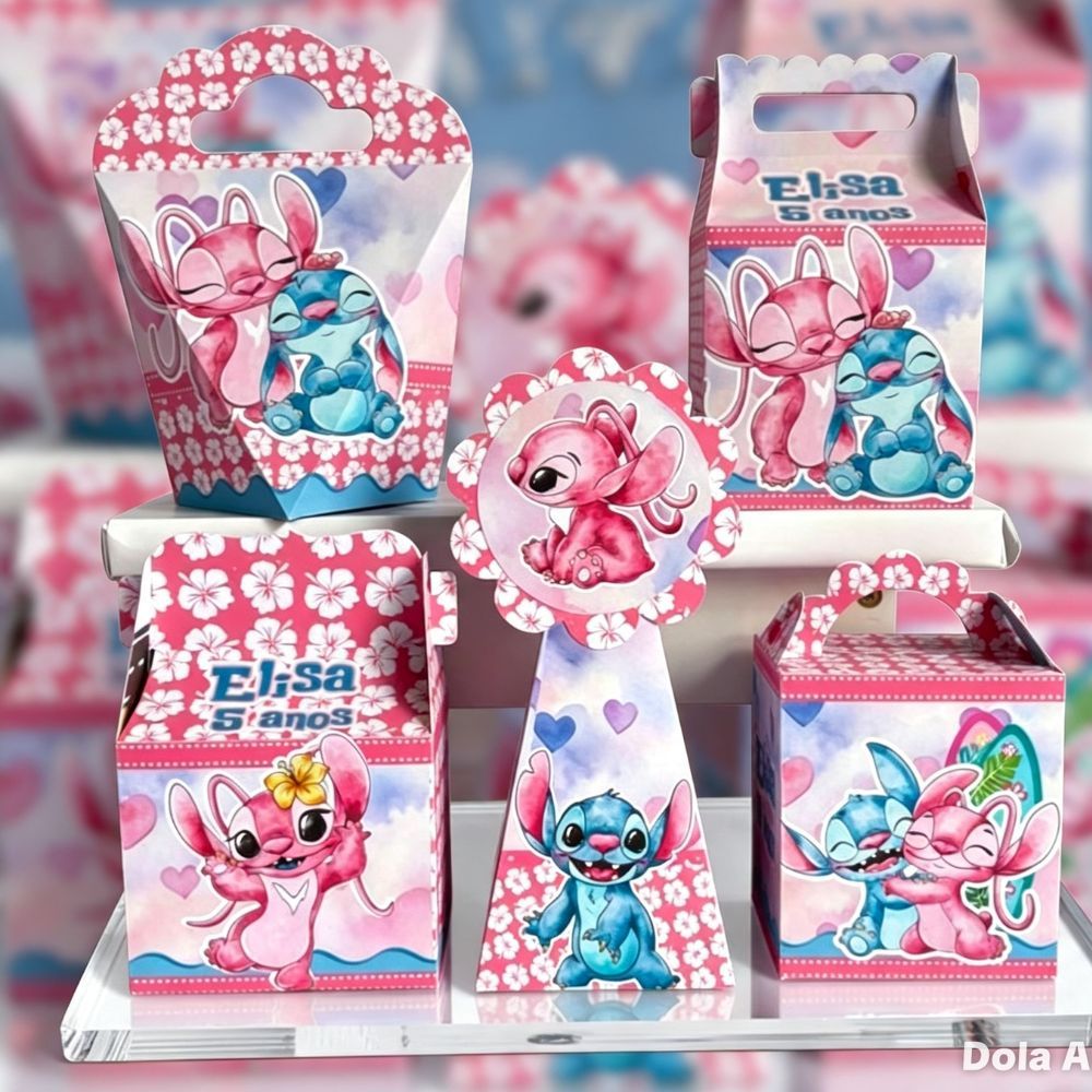 Kit Festa Caixinhas STITCH E ANGEL  lembrancinhas personalizadas para aniversario infantil decoração mimos