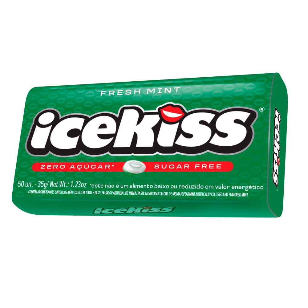 Pastilha IceKiss Fresh Mint Zero Açúcar 50 Unidades