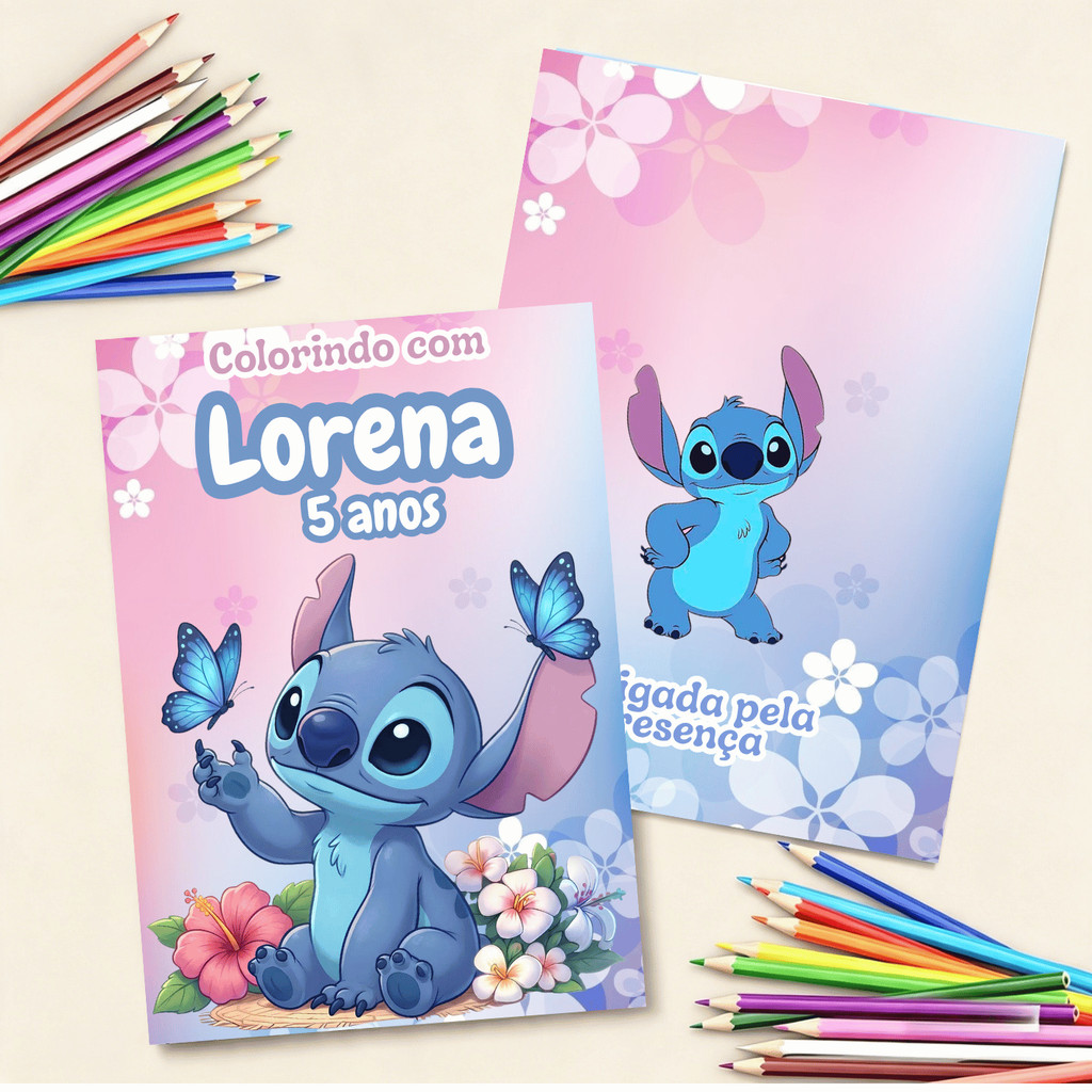 Livrinho de Colorir Personalizado Stitch |Revista livro para Colorir Infantil com Nome Lembrancinha Aniversário