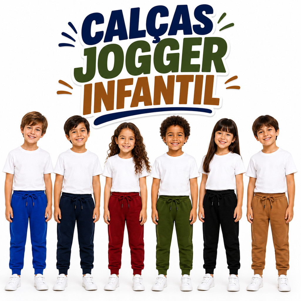 Kit Calças Moletom Grosso Infantil Menino Flanelada Toque Macio Com Punho