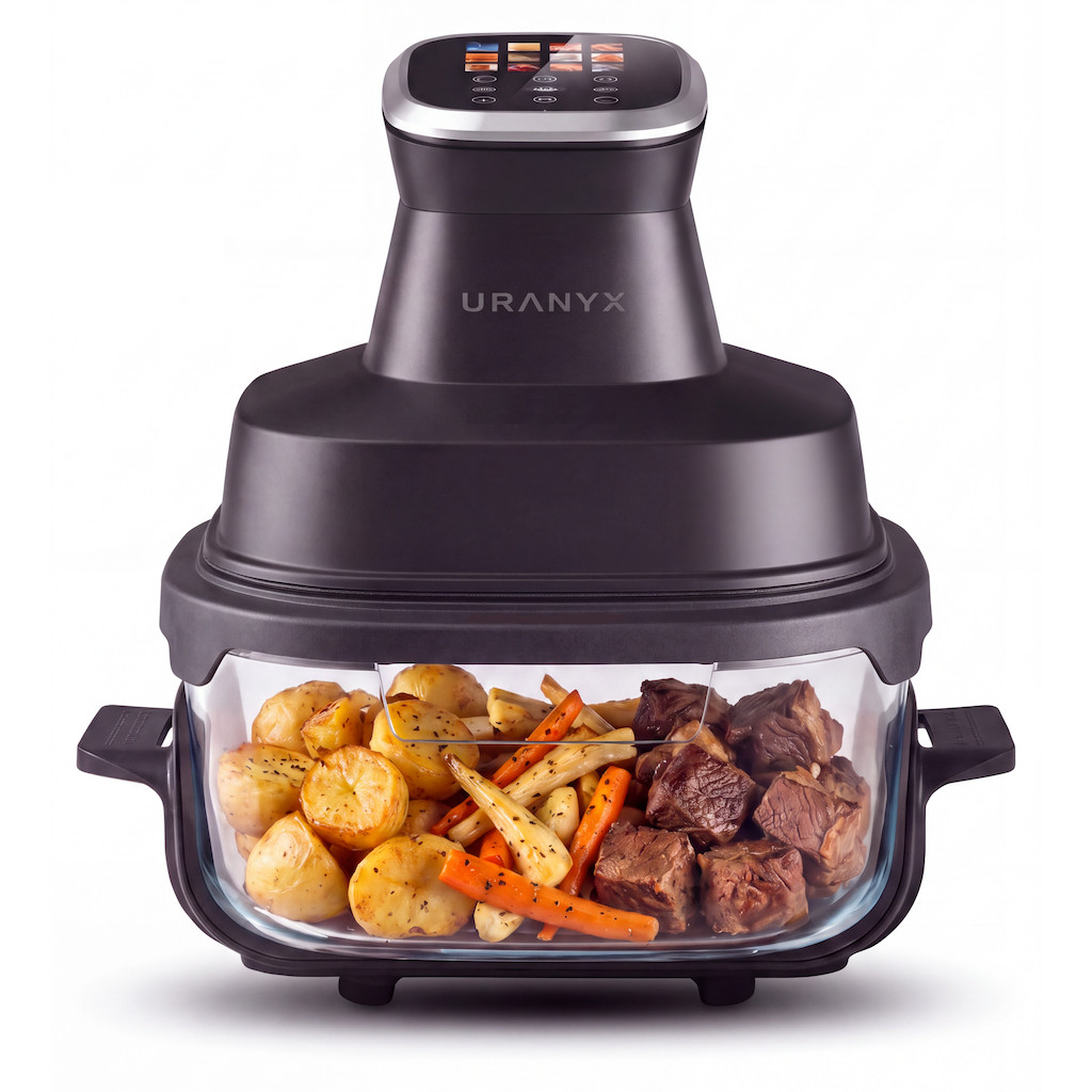 AirFryer Vidro Elétrica Uranyx Fritadeira de 4L 1500w Visor Touch