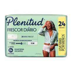 Roupa Íntima Plenitud Frescor Diário Tamanho P/M 24 Unidades Descartáveis Leve Mais Por Menos