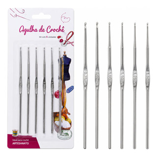 Kit Agulha Crochê 6 Un Precisão Artesanato Profissional