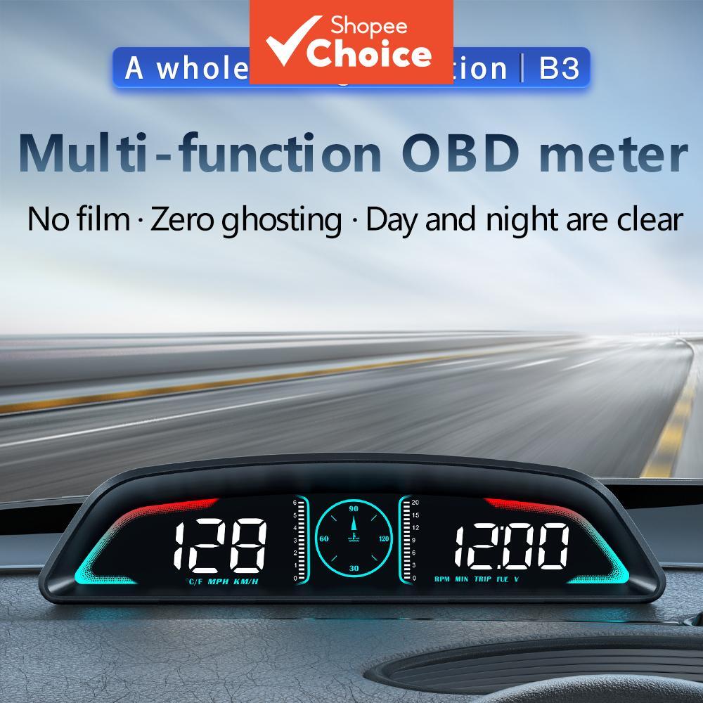 B3 Carro HUD Head Up Display OBD2 Velocímetro Digital RPM Projetor De Tensão