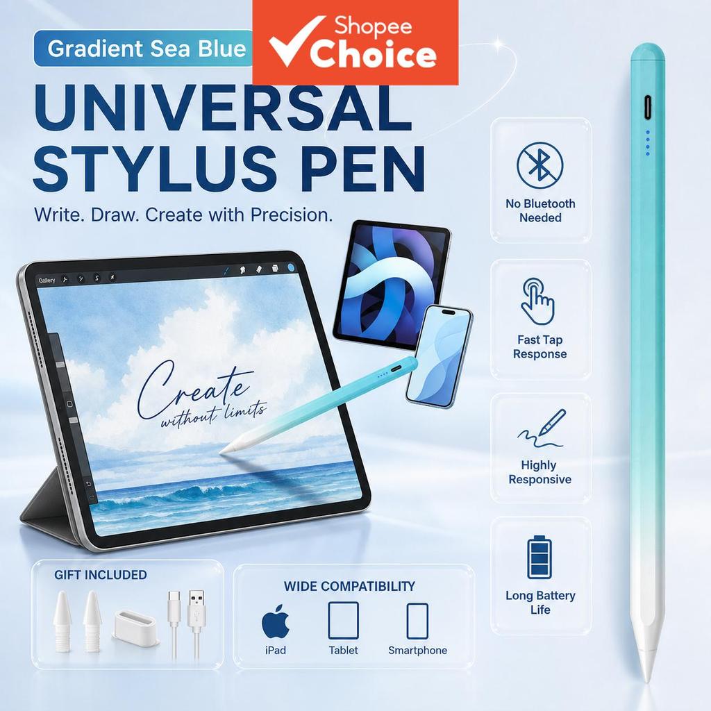 Caneta Stylus Universal Ponta Fina 2026 para Todos os Tablets Android iOS e Telefones, Lápis Capacitivo Multicolorido,