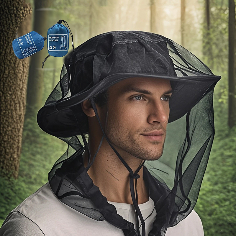 Venda quente portátil destacável cabeça Net boné pesca ao ar livre acampamento aventura máscara Anti-Mosquito véu pronto