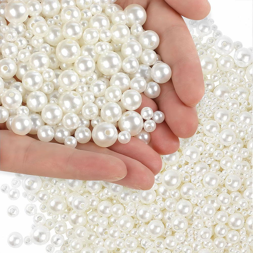 Miçangas Pérolas ABS 6/8/10mm - 50g c/ Furo - para Pulseiras e Colares - DIY Artesanato